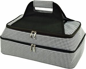 (D) Two Layer Thermal Food Carrier Picnic Backpack Bag for Outdoor (Houndstooth)