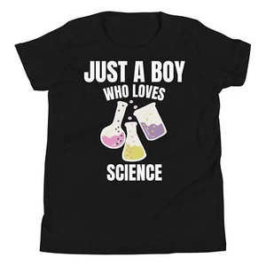 Just A Boy Who Loves Science Students Science Lovers Youth T-Shirt - Picture 1 of 6