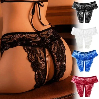 Sexy Damen Spitze Crotchles Höschen String Slip Durchsichtig Unterwäsche Dessous - Bild 1 von 4