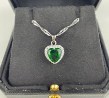 Sterling Silver Emerald Engagement Pendant, Wedding Emerald Pendant Necklace 7