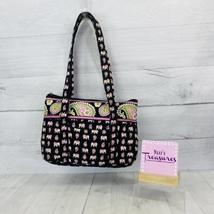 Vera Bradley Schultertasche Handtasche Lola PINK ELEFANTEN Riemen gesteppt Medium nicht mehr produziert - Bild 1 von 13