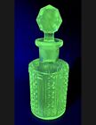 Vintage Val Saint Lambert Yellow Vaseline Uranium Glass Perfume Bottle & Dauber
