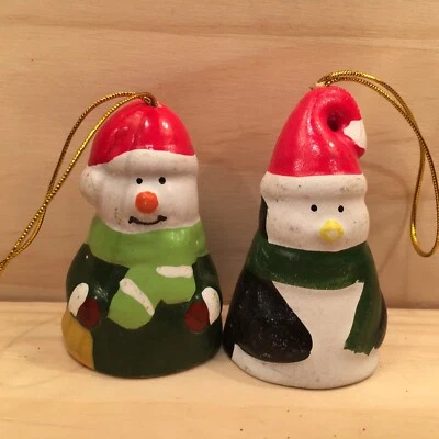 2pk SNOWMAN + PENGUIN Cute Christmas Tree Decorations Festive Hanging Ornaments - image 1 of 4
