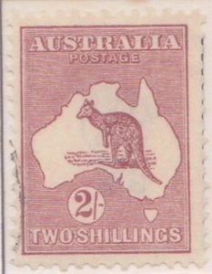 (F280-23) 1931 AU 2/- sello canguro granate certificado de autenticidad con M (W) - Imagen 1 de 1