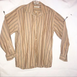 Alan Flusser button multicolored tan striped shirt size L - Picture 1 of 8
