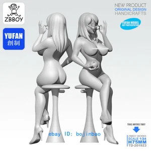 1/24 Scale Sexy Girl With Glasses On Chair Resin Figure Model Kits Unpainted New - Picture 1 of 3