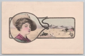 Pretty Woman Beautiful Western Cowgirl Postcard Old West Dessert 1910's - Picture 1 of 5