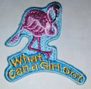 Girl Scout What Can A Girl Do? Embroidered Patch Flamingo New - Picture 1 of 2