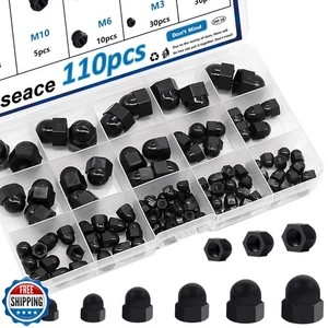 smseace 110Pcs 6-Sizes Hex Acorn Cap Nuts Assortment Kit - M3/ M4/ M5/M6/M8/M - Picture 1 of 5