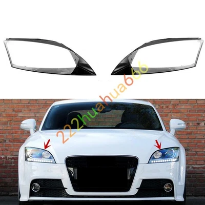 Pair Headlight Lens Clear Cover Shell + Glue For Audi TT TTS TT RS 2008-2015 - Изображение 1 из 4