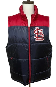 St Louis Cardinals Puffer Vest Mens XL  Blue Red  Zip Coopertown Collection MLB - Picture 1 of 11