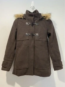 Stitch Fix Coffee Shop New York Small Brown Jacket With Fur Removeable Hood - Picture 1 of 5