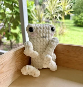 Crochet Frog Felix Plush Stuffed Animal Cute Adorable Froggy Plushie - Picture 1 of 4