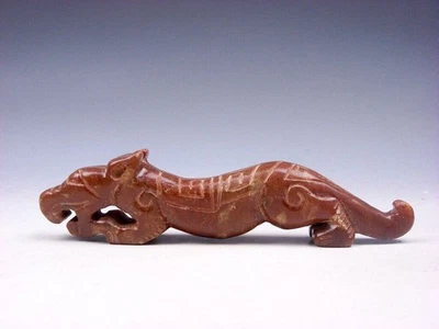 Old Nephrite Jade Stone Carved Sculpture Ancient Dragon Crouching #02112301 - Image 1 of 4