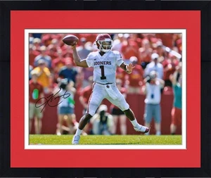 Framed Kyler Murray Oklahoma Sooners Signed 16" x 20" Jump Throwing Photograph - Picture 1 of 1