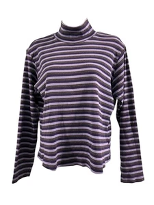 Columbia L/S 100% Cotton Striped Soft Turtleneck Top Womens Size Large Blue Gray - Picture 1 of 11