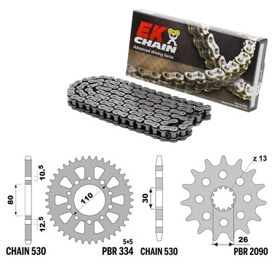 TRIUMPH TROPHY 900 2000-2001 catena corona pignone kit 530 PBR EK1224G Foto 1 de 4