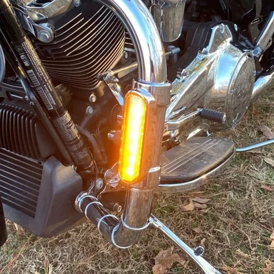 Protector de motor cromado señal de funcionamiento y giro dinámico personalizado luz LED Harley FLH 97-13 Foto 1 de 4