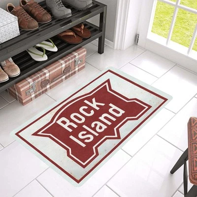 Vintage Style Rock Island Railroad Doormat Rug In / Out Decor - Image 1 of 4
