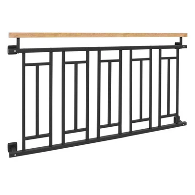 Französischer Balkon Fenstergitter Stahl Stabgeländer 156 x 90 cm Holzoptik - Bild 1 von 4