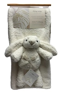 Dreamy Sunday Toy & Baby Blanket Ultra Feather Soft Rabbit Plush 30x40” Ivory - Picture 1 of 8