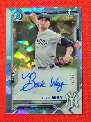 2021 Bowman Chrome Sapphire Beck Way Auto Aqua /99 #BSPA-BW NY Yankees - Image 1 of 2