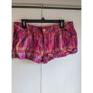 Y2K OP Women's Pink Purple Plaid Mid Rise Casual Short Size 13 - Picture 1 of 4