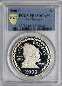 2000-P $1 Leif Ericson Silver Milenium Commemorative Proof Coin PCGS PR68DCAM - Picture 1 of 2