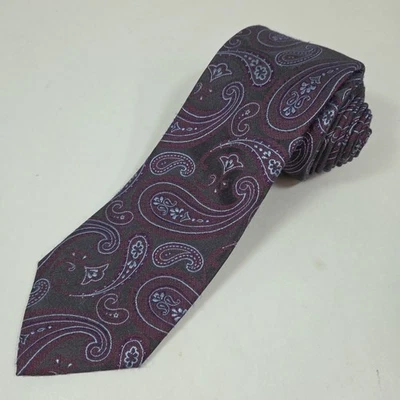 Corbata Ryan Seacrest - Púrpura y Gris Paisley - Corbata delgada estrecha - 58" x 3" Foto 1 de 4