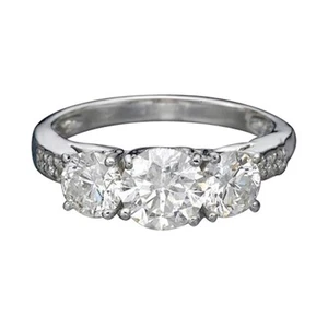 1 2/3 Karat Neu Dreistein Diamant Verlobungsring Rund H/SI2 14K Weißgold - Bild 1 von 2