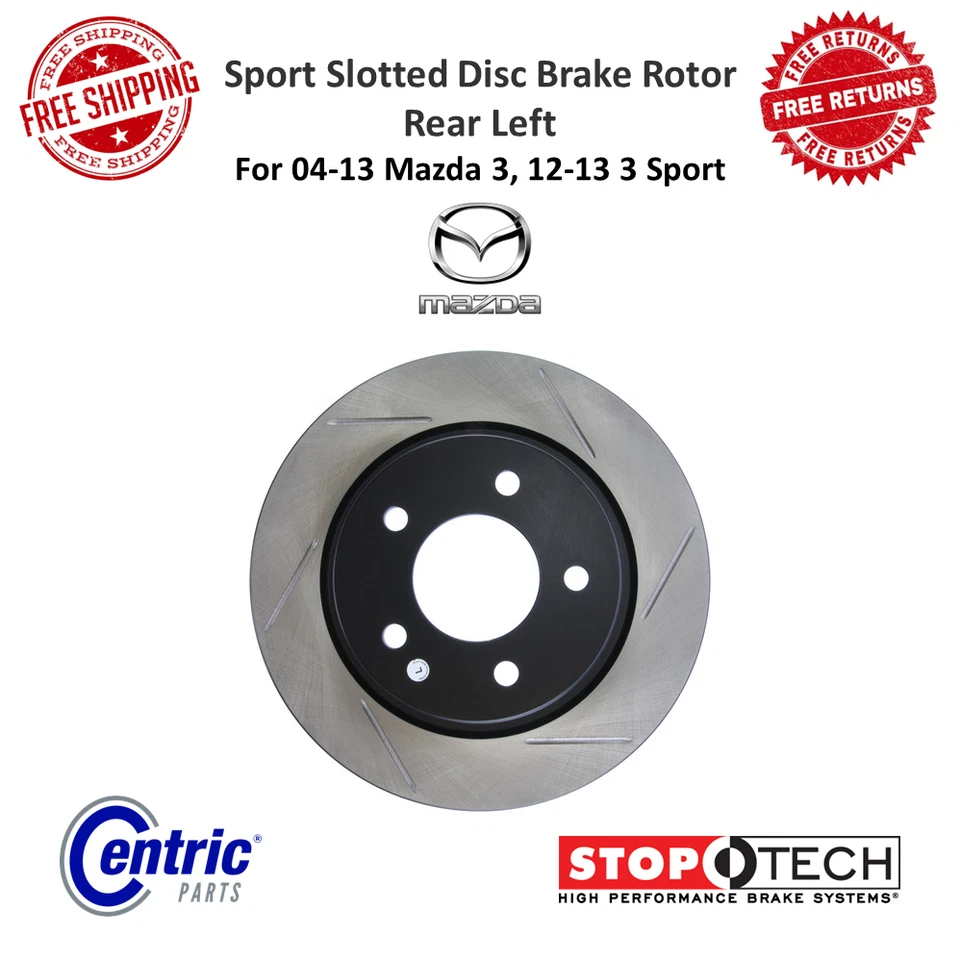 Rotor de freno de disco ranurado trasero izquierdo StopTech Sport recubierto para 12-13 Mazda 3 Sport Foto 1 de 4