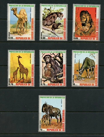 T253  Equatorial Guinea  1974  Protected fauna animals  7v.    MNH Cover