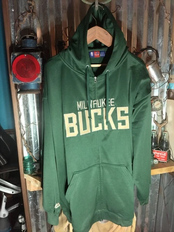 Majestic Milwaukee BUCKS Hoodie Full Zip Men's 4XL NBA Green Hoodie Jacket NICE Cover