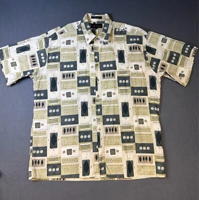 Croft & Barrow Estampado Geométrico Floral Talla XL Alto Abotonado Manga Corta Foto 1 de 4