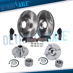 Front Disc Rotors Brake Pad Wheel Hub Bearing Tie Rod for 2008 - 2011 Ford Focus - Picture 1 of 7