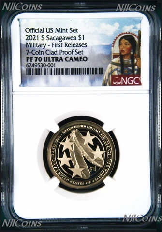 2021 S Proof Native American U.S. Military since 1775 NGC PF70 $1 coin FR Cover