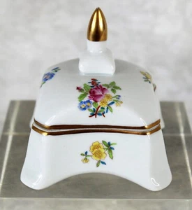 Vintage Herend Porcelain Thousand Flowers Trinket Box Gold Finial from Hungary - Picture 1 of 10