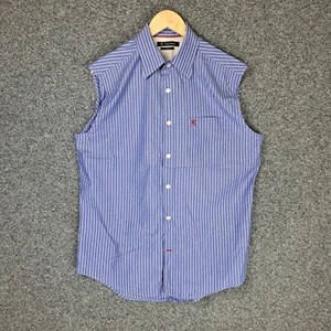 Trent Nathan Womens Blouse Top Size L Large Blue Striped - Picture 1 of 8