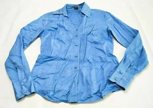Camisa para mujer Ann Taylor de manga larga con botones puño francés ropa de trabajo azul talla 2 - Imagen 1 de 6