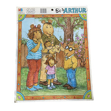 VTG 1998 Arthur 25 Piece Frame Tray Puzzle DW Pal Dog PBS Sleepover TV Playtime