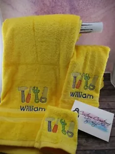 Construction Tools Sketch Personalized 3 Piece Bath Towel Set Any Color - Picture 1 of 1