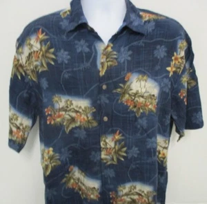 Campia Moda Hawaiian/Camp Style Shirt, S/S, Large, Blue with Island Scenes - Picture 1 of 7