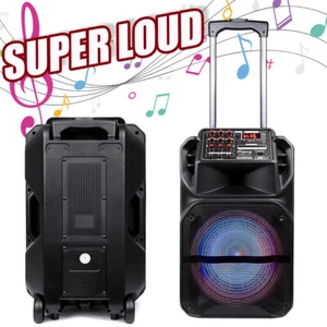 Portable 15” Bluetooth Speaker Subwoofer Heavy Bass Party DJ System Mic AUX FM - Picture 1 of 10