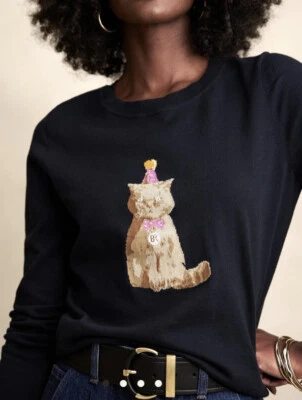 Suéter BANANA REPUBLIC Factory Forever Intarsia Gruñón Fiesta Gato Talla XS NUEVO CON ETIQUETAS (h Foto 1 de 4