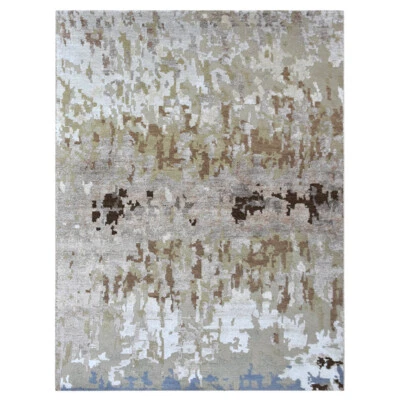 BBH ecológico anudado a mano bambú seda abstracto beige casas BBNWS120 Foto 1 de 4