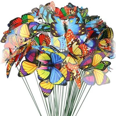 50 Pcs Garden Butterfly Stakes Planter Pots Miniature Ornaments Yard Patio Decor - Image 1 of 4
