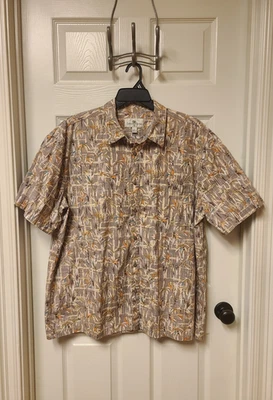 Camisa Hawaiana Island Shores Para Hombre 2XL XXL Manga Corta Tropical Tostado Floral Usada en Excelente Condición Foto 1 de 4