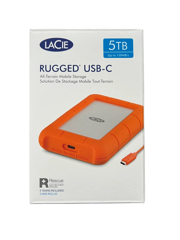 LaCie Rugged USB-C 3.0 5TB externe Festplatte 2.5 Zoll (STFR5000800) | NEU - Bild 1 von 1