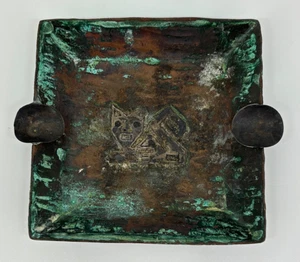 Vintage Bronze Kupfer Peru Peruan Inka Azteken KATZE Münze Schmuck Schale Tablett Aschenbecher - Bild 1 von 6