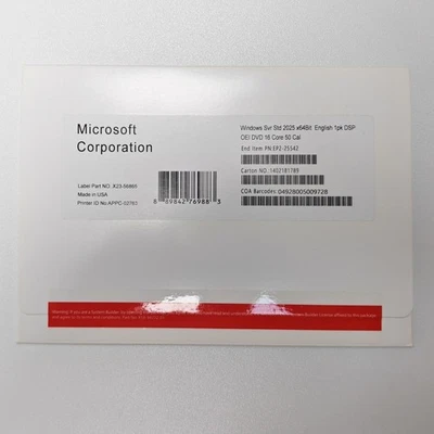 Microsoft Windows Server 2025 Standard 64Bit 16 Core 50 CALs DVD With Key Sealed - Image 1 of 4